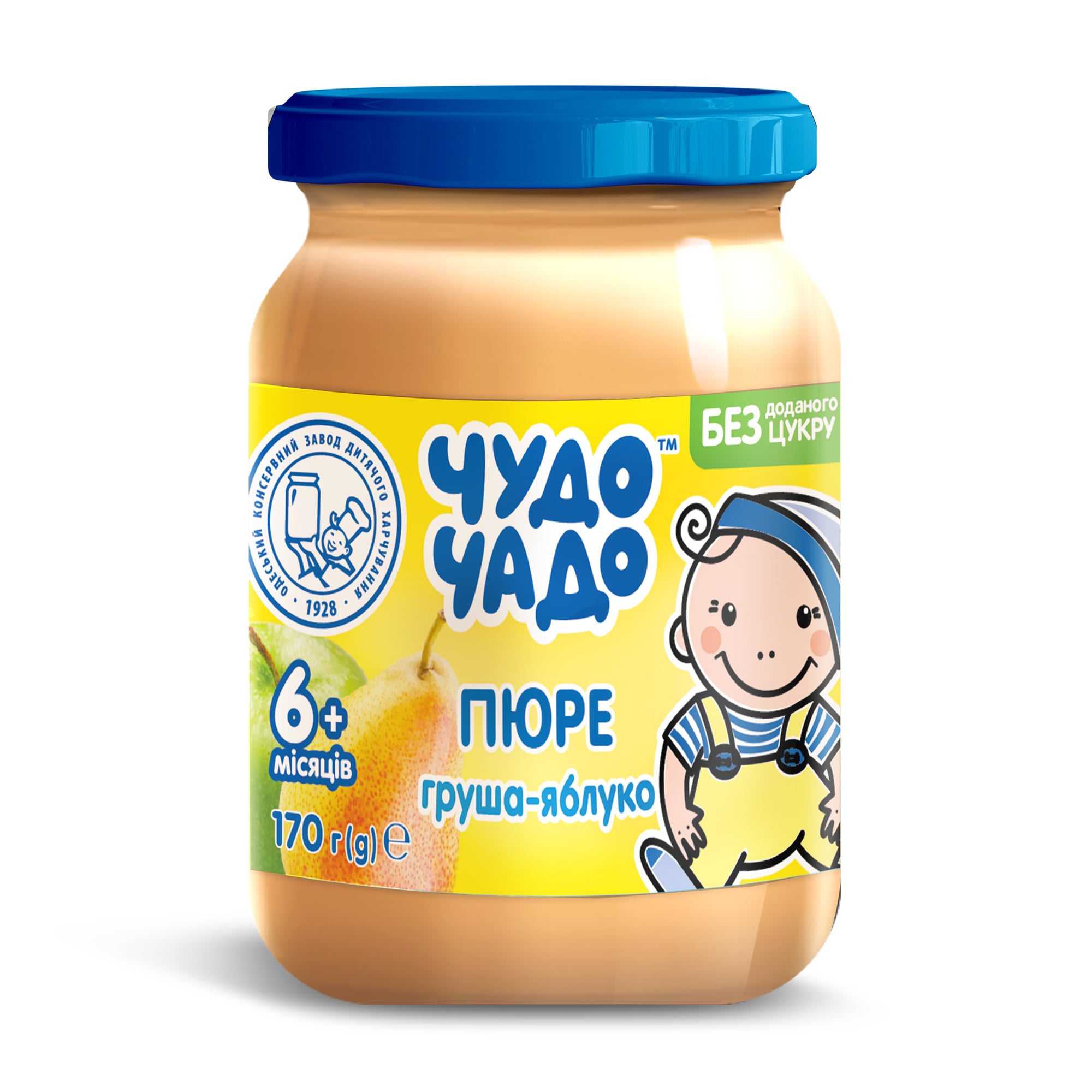 Дитяче фруктове пюре Чудо-Чадо Груша та яблуко, без цукру, від 6 місяців, 170 г