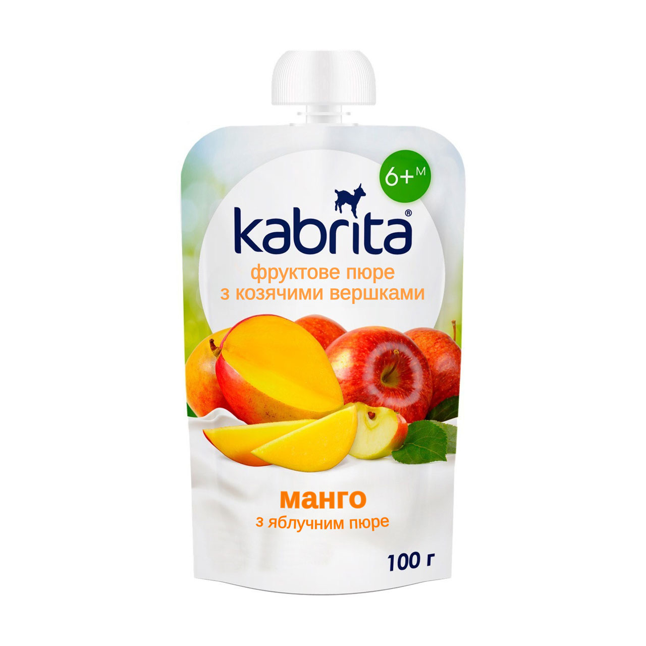 Дитяче фруктове пюре Kabrita Манго з яблучним пюре та козячими вершками, від 6 місяців, 100 г